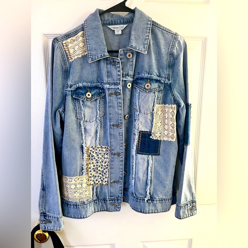 Coldwater Creek patchwork jean jacket NWT